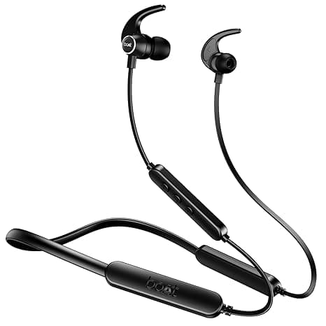 Boat Rockerz 255 Pro+, 60HRS Battery, Fast Charge, IPX7, Dual Pairing, Low Latency, Magnetic Earbuds, Bluetooth Neckband, Wireless with Mic Earphones (Active Black)
